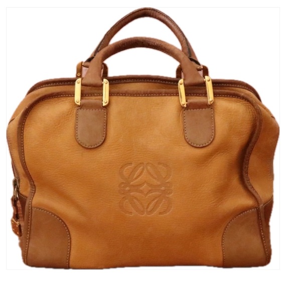 Loewe Handbags - LOEWE Amazona 35 Anagram Embossed Leather Brown  Handbag Authentic Vintage